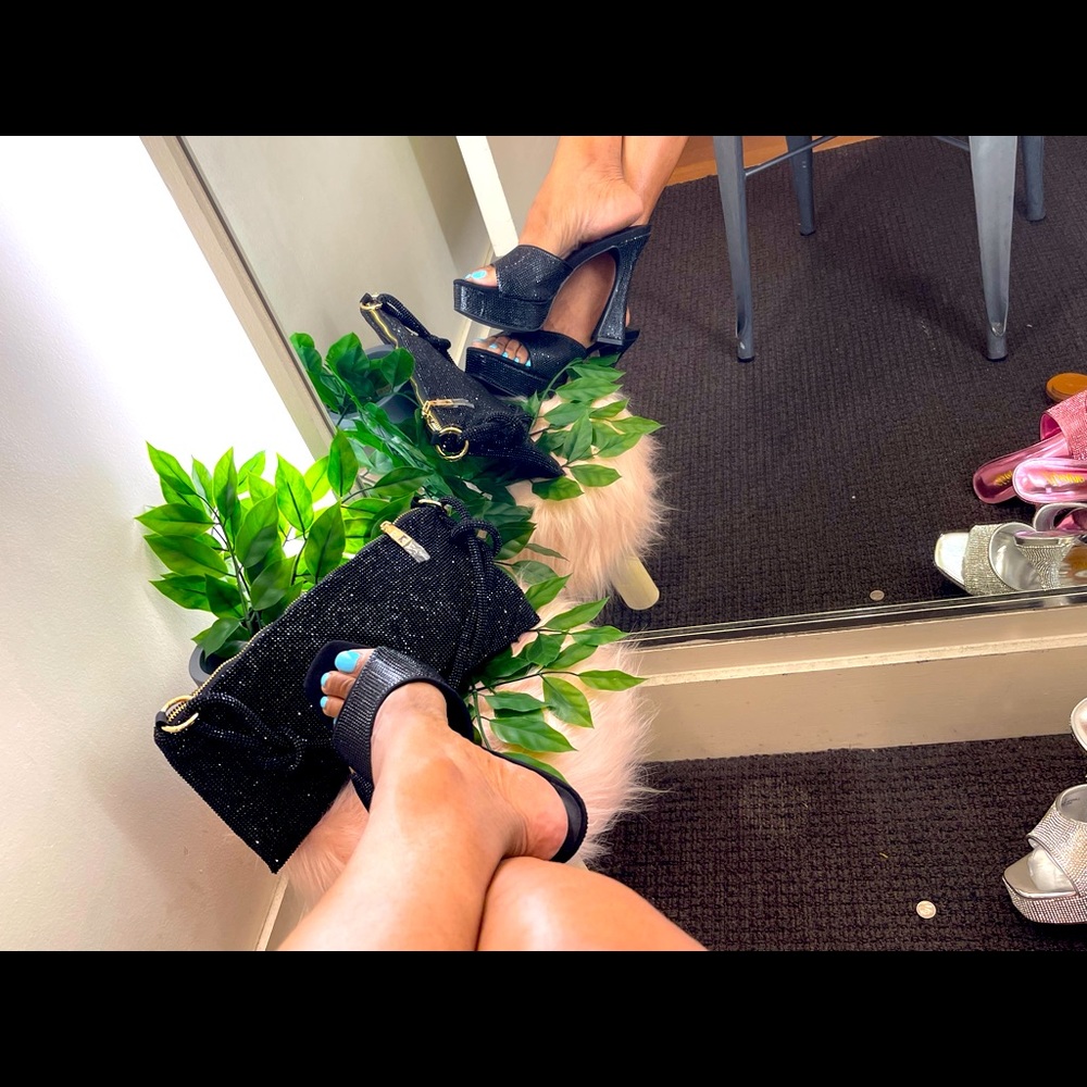 Aja Rhinestone Flare Heel